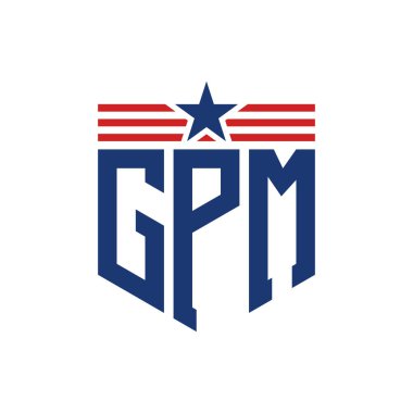 Yıldız ve Amerikan Bayrak Kayışlı Yurtsever GPM logosu. ABD Bayrağı ile GPM Logosu