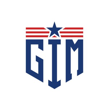 Yıldız ve Amerikan Bayrak Kayışlı Vatansever GiM Logosu. USA Flag ile GIM Logosu