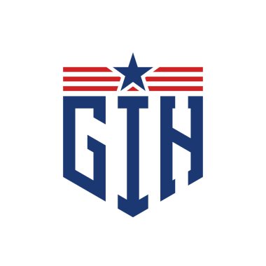 Yıldız ve Amerikan Bayrak Kayışlı Yurtsever GIH logosu. USA Flag ile GIH Logosu