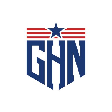 Yıldız ve Amerikan Bayrak Kayışlı Vatansever GHN logosu. ABD Bayrağı ile GHN Logosu