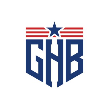 Yıldız ve Amerikan Bayrak Kayışlı Vatansever GHB logosu. ABD Bayrağı ile GHB Logosu