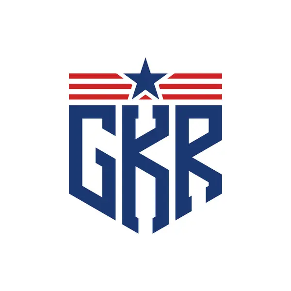 stock vector Patriotic GKR Logo with Star and American Flag Straps. Letter GKR Logo with USA Flag