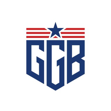 Yıldız ve Amerikan Bayrak Kayışlı Vatansever GGB logosu. ABD Bayrağı ile GGB Logosu