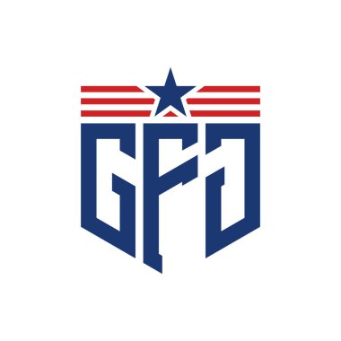 Yıldız ve Amerikan Bayrak Kayışlı Vatansever GFJ logosu. USA Flag ile GFJ Logosu