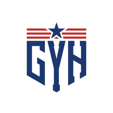 Yıldız ve Amerikan Bayrak Kayışlı Yurtsever GYH logosu. USA Flag ile GYH logosu