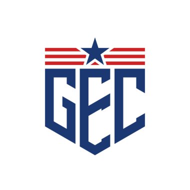 Yıldız ve Amerikan Bayrak Kayışlı Yurtsever GEC logosu. USA Flag 'lı GEC Logosu