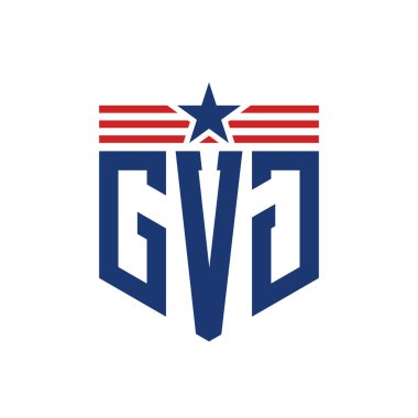 Star ve American Flag Straps 'li Vatansever GVJ logosu. USA Flag ile GVJ Logosu