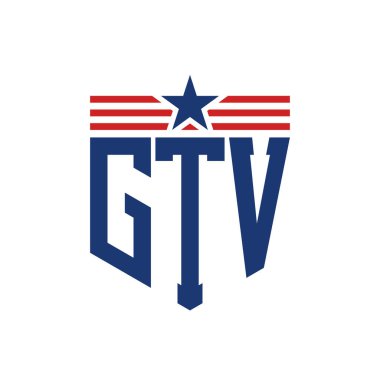 Star ve American Flag Straps 'li Vatansever GTV logosu. USA Flag ile GTV Logosu