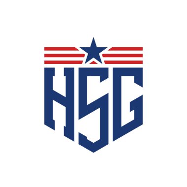 Yıldız ve Amerikan Bayrak Kayışlı Vatansever HSG logosu. ABD Bayrağı ile HSG logosu