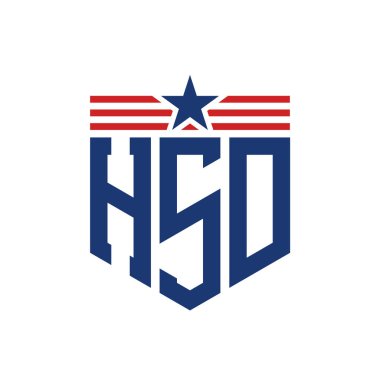 Yıldız ve Amerikan Bayrak Kayışlı Vatansever HSD logosu. ABD Bayrağı ile HSD Logosu