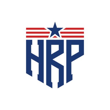 Yıldız ve Amerikan Bayrak Kayışlı Vatansever HRP logosu. ABD Bayrağı ile HRP Logosu