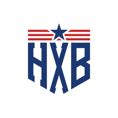 Yıldız ve Amerikan Bayrak Kayışlı Vatansever HXB logosu. ABD Bayrağı ile Harf HXB logosu