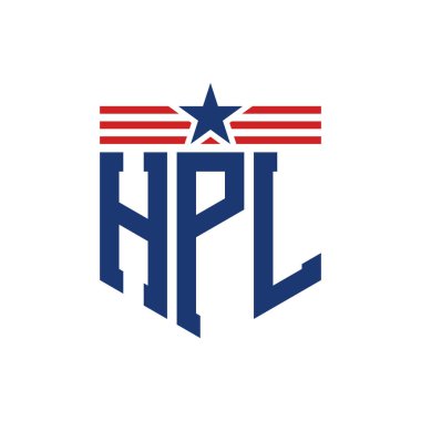 Yıldız ve Amerikan Bayrak Kayışlı Vatansever HPL logosu. USA Flag ile Harf HPL logosu