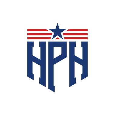 Yıldız ve Amerikan Bayrak Kayışlı Vatansever HPH logosu. ABD Bayrağı ile HPH logosu