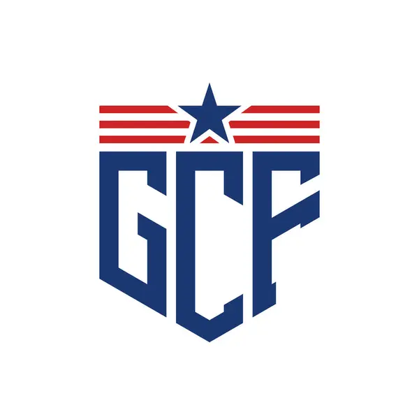 stock vector Patriotic GCF Logo with Star and American Flag Straps. Letter GCF Logo with USA Flag