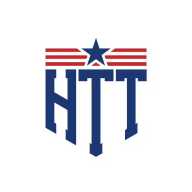 Star ve American Flag Straps 'li Vatansever HTT logosu. ABD Bayrağı ile HTT Logosu