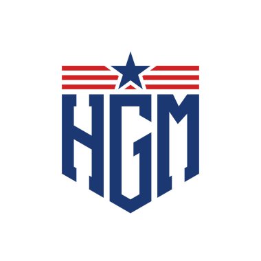 Yıldız ve Amerikan Bayrak Kayışlı Vatansever HGM logosu. ABD Bayrağı ile HGM Logosu