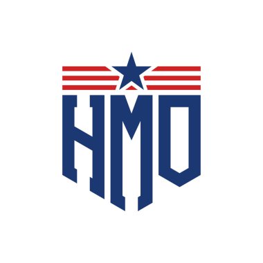 Star ve American Flag Straps 'li Patriotic HMO logosu. ABD Bayrağı ile HMO Logosu