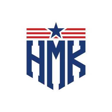 Yıldız ve Amerikan Bayrak Kayışlı Vatansever HMK logosu. ABD Bayrağı ile HMK Logosu