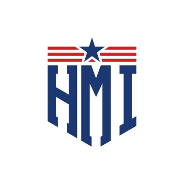 Star ve American Flag Straps 'li Vatansever HMI logosu. ABD Bayrağı ile HMI logosu