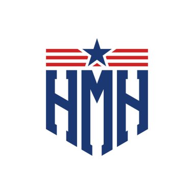 Star ve American Flag Straps 'li Vatansever HMH logosu. ABD Bayrağı ile HMH logosu