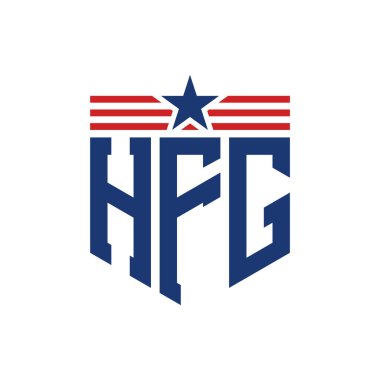 Yıldız ve Amerikan Bayrak Kayışlı Vatansever HFG logosu. ABD Bayrağı ile HFG logosu