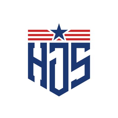 Yıldız ve Amerikan Bayrak Kayışlı Vatansever HJS logosu. USA Flag ile HJS Logosu