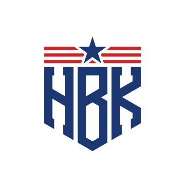 Yıldız ve Amerikan Bayrak Kayışlı Vatansever HBK logosu. ABD Bayrağı ile HBK Mektubu