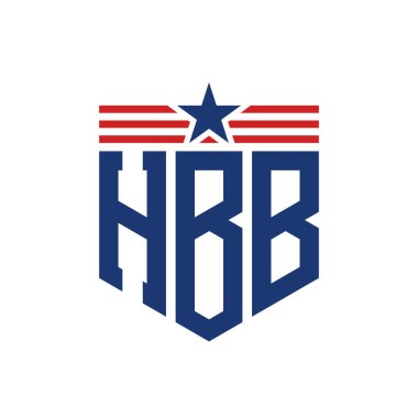 Yıldız ve Amerikan Bayrak Kayışlı Vatansever HBB logosu. ABD Bayrağı 'nın HBB logosu