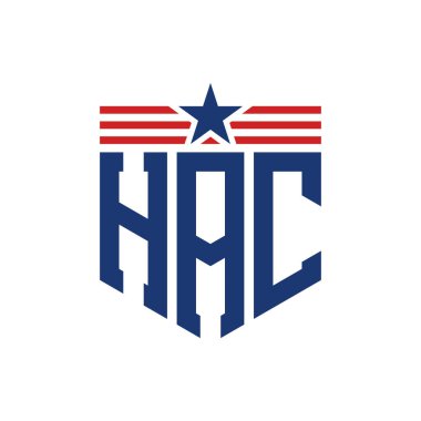 Star ve American Flag Straps 'li Vatansever HAC logosu. ABD Bayrağı ile HAC Logosu