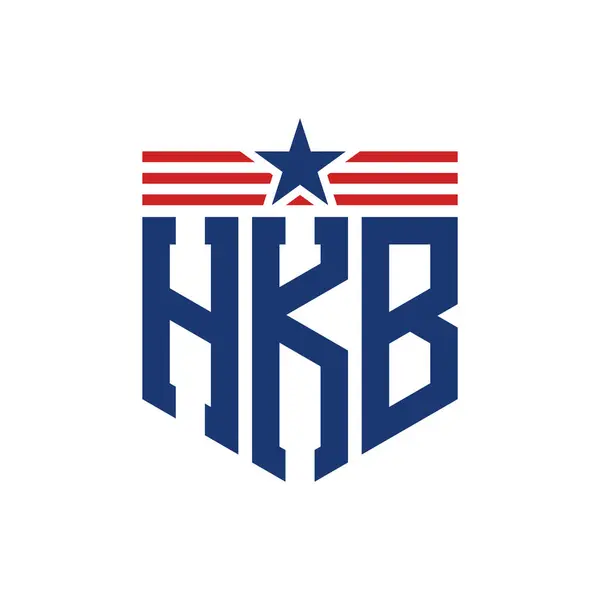 stock vector Patriotic HKB Logo with Star and American Flag Straps. Letter HKB Logo with USA Flag