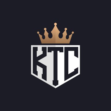 Crown ile lüks KTC Logosu. Seçkin Markalar için Zarif Baş harfler KTC Harf Logosu. Üst Düzey İşletmeler için KTC Monogramı