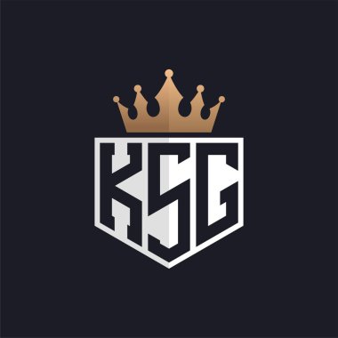 Crown 'lu lüks KSG logosu. Seçkin Markalar için Zarif Baş harfler KSG Harf Logosu. Üst Düzey İşletmeler için KSG Monogramı