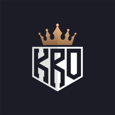 Luxury KRO Logo with Crown. Elegant Initials KRO Letter Logo for Exclusive Brands. Letter KRO Monogram for High-End Businesses clipart