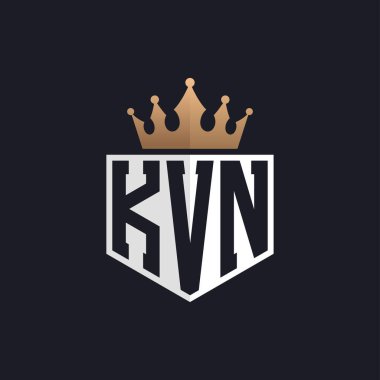 Crown 'lu lüks KVN Logosu. Seçkin Markalar için KVN Harf Logosu. Üst Düzey İşletmeler için KVN Monogramı
