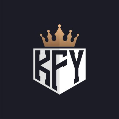 Crown 'lu lüks KFY logosu. Seçkin Markalar için KFY Letter Logosu. Üst Düzey İşletmeler için KFY Monogramı