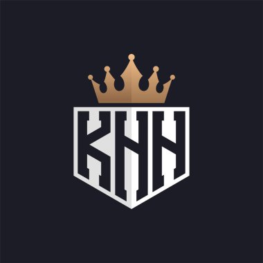 Crown 'lu lüks KHH logosu. Seçkin Markalar için Zarif Baş harfler KHH Harf Logosu. Üst Düzey İşletmeler için KHH Monogramı