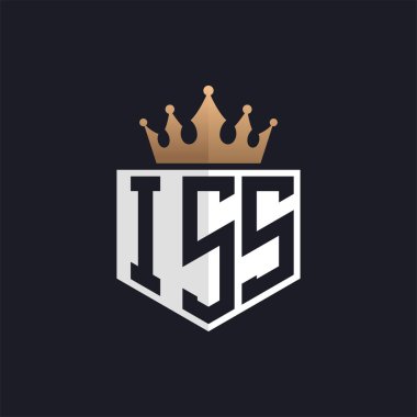 Crown 'lu lüks UUİ logosu. Seçkin Markalar için ISS Letter Logosu. Üst Düzey İşletmeler için ISS Monogramı