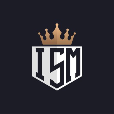 Luxury ISM Logo with Crown. Elegant Initials ISM Letter Logo for Exclusive Brands. Letter ISM Monogram for High-End Businesses clipart