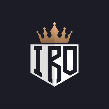 Luxury IRO Logo with Crown. Elegant Initials IRO Letter Logo for Exclusive Brands. Letter IRO Monogram for High-End Businesses clipart