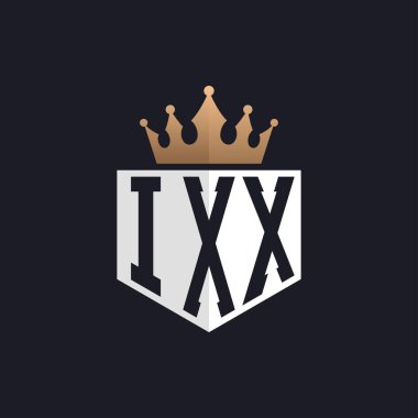 Luxury IXX Logo with Crown. Elegant Initials IXX Letter Logo for Exclusive Brands. Letter IXX Monogram for High-End Businesses clipart