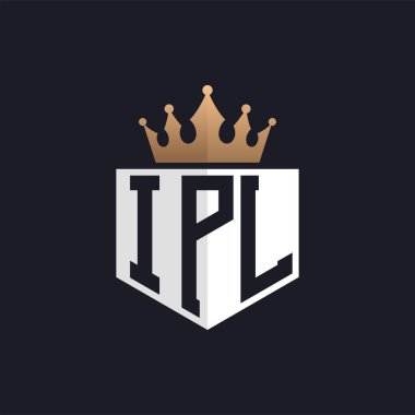 Crown 'lu lüks IPL logosu. Seçkin Markalar için Zarif Baş harfler IPL Harf Logosu. Üst Düzey İşletmeler için Harf IPL Monogramı