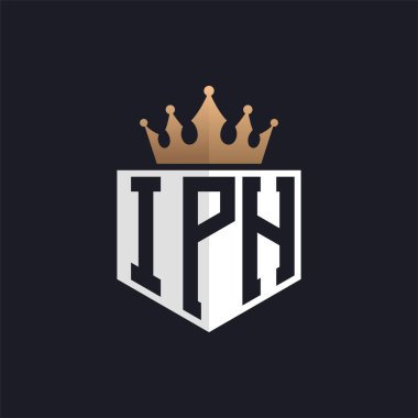 Luxury IPH Logo with Crown. Elegant Initials IPH Letter Logo for Exclusive Brands. Letter IPH Monogram for High-End Businesses clipart