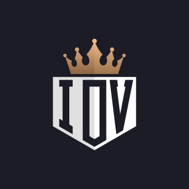 Crown 'lu lüks IOV logosu. Seçkin Markalar için Zarif Baş harfler IOV Harf Logosu. Yüksek Kalite İşletmeler İçin IOV Monogramı