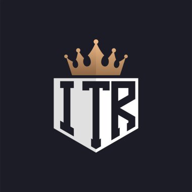 Taçlı lüks ITR logosu. Seçkin Markalar için Zarif Baş harfler ITR Harf Logosu. Yüksek Kalite İşletmeler için ITR Monogramı