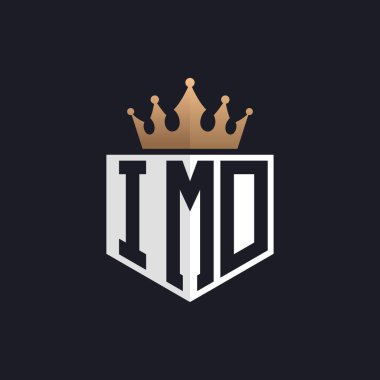 Crown 'lu lüks IMD logosu. Seçkin Markalar için Zarif Baş harfler IMD Harf Logosu. Yüksek Kalite İşletmeler için IMD Monogramı