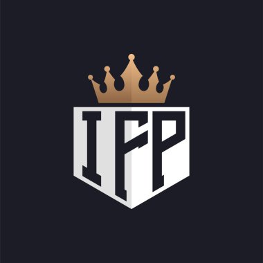 Crown 'lu lüks IFP logosu. Seçkin Markalar için Zarif Baş harfler IFP Harf Logosu. Üst Düzey İşletmeler için IFP Monogramı