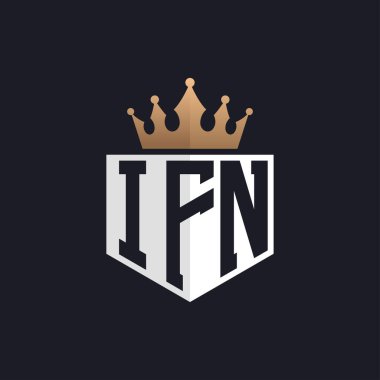 Luxury IFN Logo with Crown. Elegant Initials IFN Letter Logo for Exclusive Brands. Letter IFN Monogram for High-End Businesses clipart