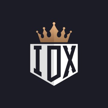 Crown 'lu lüks IDX logosu. Seçkin Markalar için Seçkin Baş harfler IDX Harf Logosu. Üst Düzey İşletmeler için IDX Monogramı