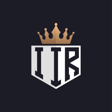 Crown 'lu lüks IIR logosu. Seçkin Markalar için Zarif Baş harfler IIR Harf Logosu. Üst Düzey İşletmeler için IIR Harfi Monogramı